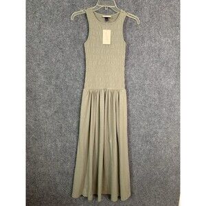 Universal Thread NWT Jersey Maxi Dress Fitted Top Gathered Flare Skirt XS Olive